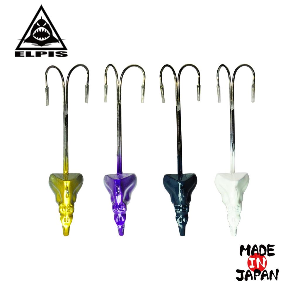 ELPIS Gatsugatsu Dragon Double Hooks for Hairtail Tenya Dual for Hairtail and Boat Fishing of (50g/60g), Use, (Set 4)