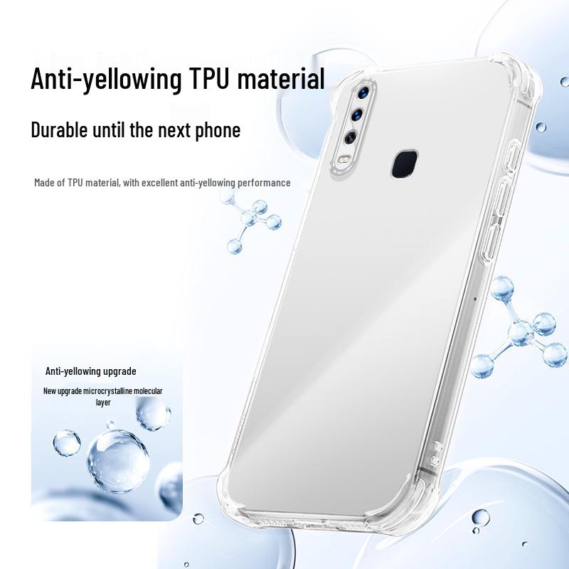 Vivo U3x Transparent Phone Case with Airbag Corners, Anti-Fall TPU, Elegant and Protective Full Coverage Design