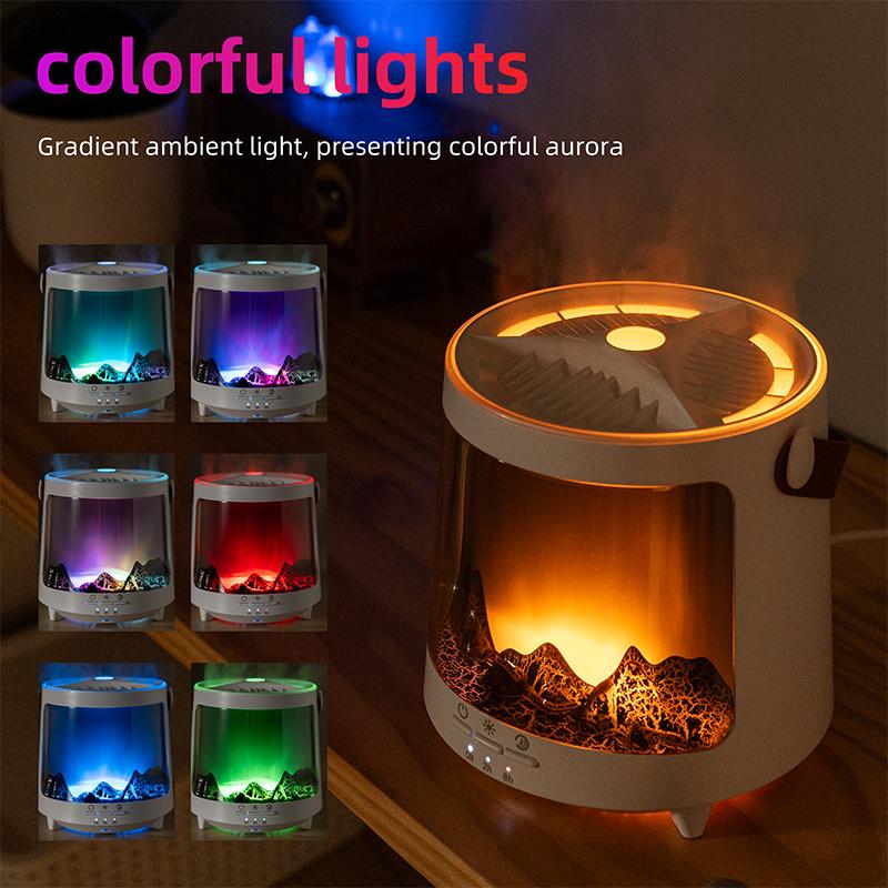 Realistic Flame Aroma Diffuser Colorful Aurora Humidifier Home Fragrance Machine Ultrasonic Essential Oil Sprayer for Gifts