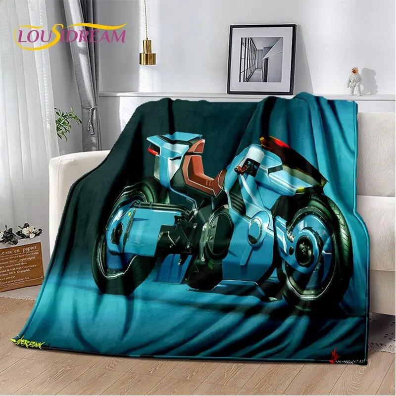 3D Cyberpunk Concept Motorcycle Cartoon Soft Plush Blanket,Flannel Blanket Throw Blanket for Living Room Bedroom Bed Sofa Picnic