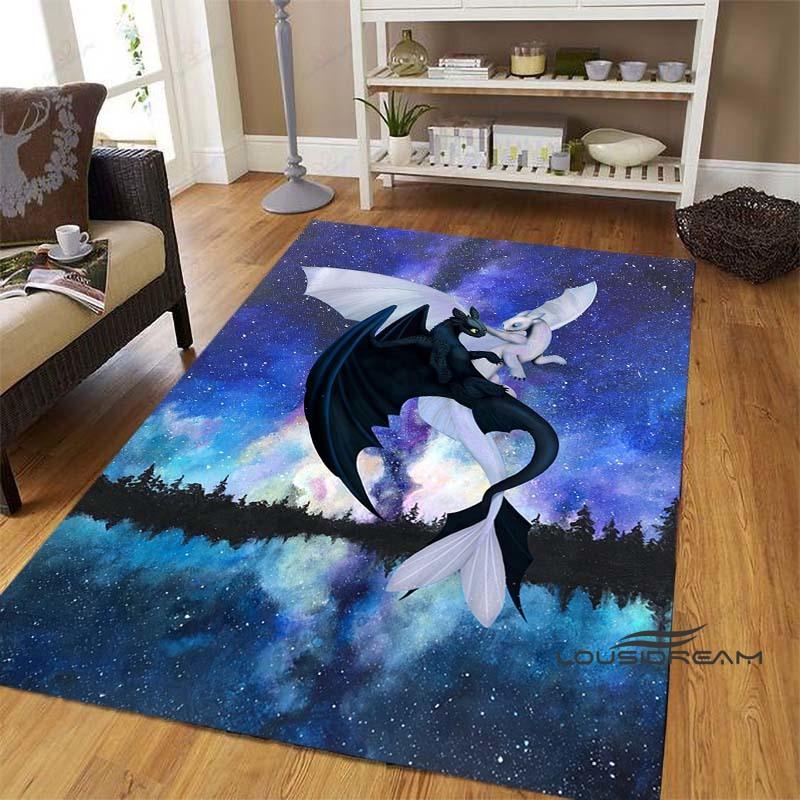 Various sizes of How to Train Your Dragon Toothless pattern rugs, cartoon style, suitable for bedrooms, living rooms, sofa