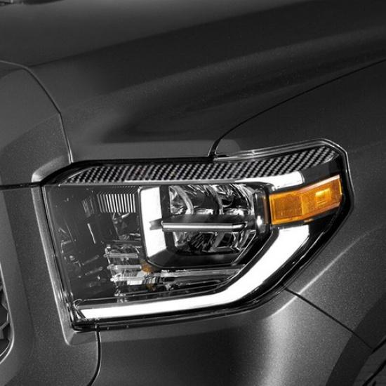 2pcs Carbon Fiber Car Front Headlight Eyebrows Sticker For Toyota Tundra 14-18