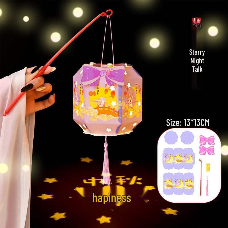 Handmade DIY Children's Palace Lantern - Luminous Rabbit Flower Design for 2025 Mid-Autumn Festival