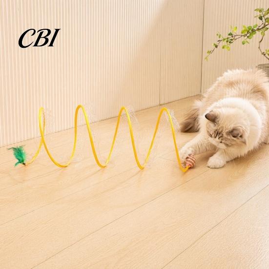 Cat Tunnel Toy S-Shape Toy, Foldable Wire Frame Play Tube for Indoor Cats, Hide And Seek Bendable Self-Play Hideout with Plush Mouse Interactive Toys