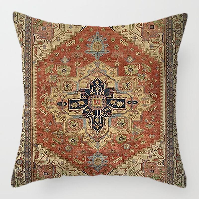 Bohemian ethnic style throw pillow retro printing sofa bed home decoration cushion short velvet pillow