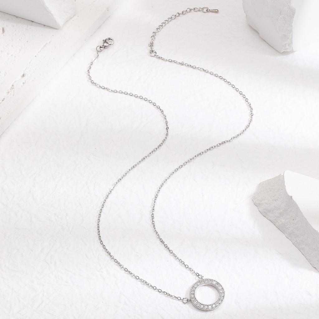 Simple Idyllic Copper Inlaid Zircon Collarbone Chain Female Personality Full of Diamonds Long Adjustment Necklace Ins Versatile Item Decoration