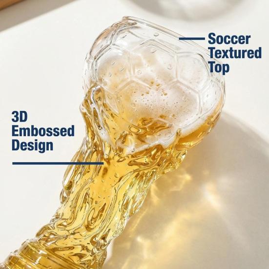Soccer Beer Glass, Large Capacity Football Mug, Heavy Duty Clear Pint Cup for Craft Beer, Home Bar Party Gift for Fans