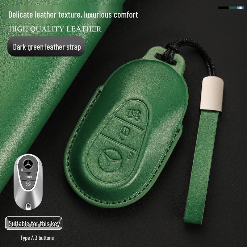Genuine Leather Key Cover for Mercedes C260L, GLA, GLC300L, GLE, E300L, A200L, and GLB