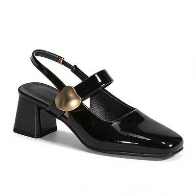 Sandali Mary Jane con Tacco da Donna Moda Scarpe di Marca da Donna Tacco Quadrato 5cm Nero Rosso Taglia Grande 42