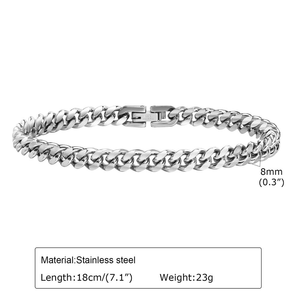6-12MM Cuban Chain Mens Bracelet,Waterproof Stainless Steel Curb Link Chain Wristband,Punk Zircon Gifts