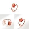 D Rose Flower Adjustable Ring For Women With Electroplated Copper Jewelry
