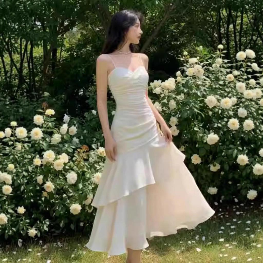 Sanya Seaside Vacation Ruffle Spaghetti Strap Mermaid Dress