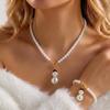 Creative Christmas Snowman Pendant Jewelry Set For Women Imitation Pearl OT Buckle Xmas Necklace Bracelet Holiday Party Gifts