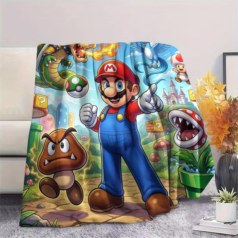 Super Mario Print Flannel Blanket, Ultra Soft High Quality All Seasons Warm Throw, Home Decor Cozy Blanket, Perfect Christmas Gift