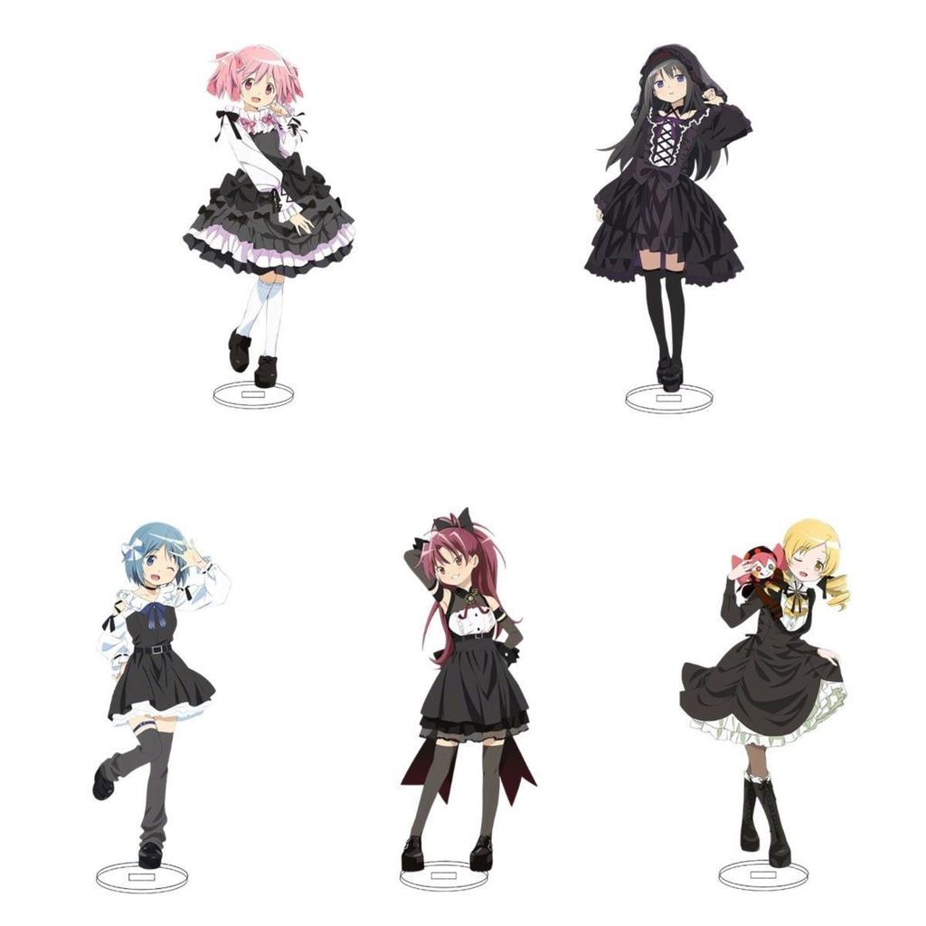 Madoka Magica Gothic Skirt Stand Card Acrylic Desktop Collect Figure Model Ornaments Akemi Homura Miki Sayaka Standing Sign Gift