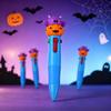 23 Pcs Halloween Four-Color Retractable Ballpoint Pens, 3D Cute Halloween Bat Stacked On Pumpkin Topper, Student , School & Office Supplies,