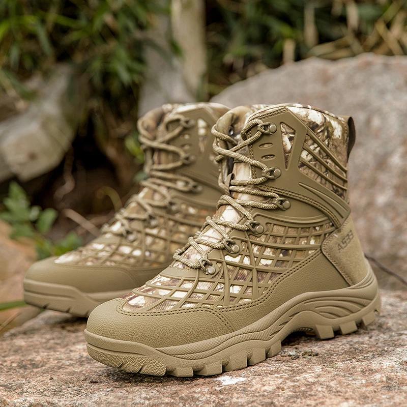 Fashion Men Tactical Boots Lace Up Military Army Boot Unisex Work Hiking Shoe Desert Waterproof Brand Climbing Shoe Male Ankle Size Plus