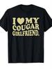 Heart Love My Cougar Girlfriend Bold Slogan Vintage Typography Stateunisext Print Heavyweight Short Sleeve Casual Streetwear Tee
