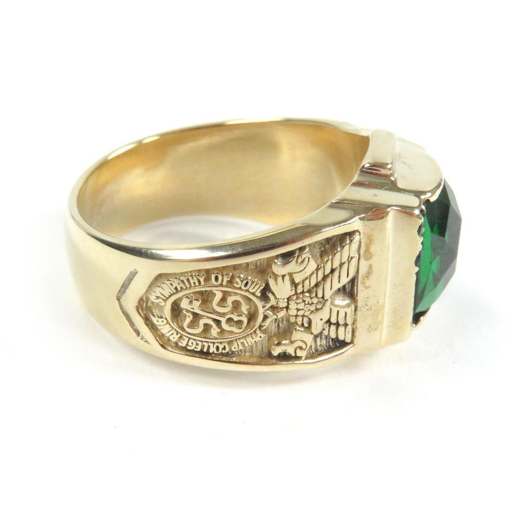 Great Sympathy of Soul Ring PHILLIP COLLEGE RING College Ring Gold Green 10K Mens Used
