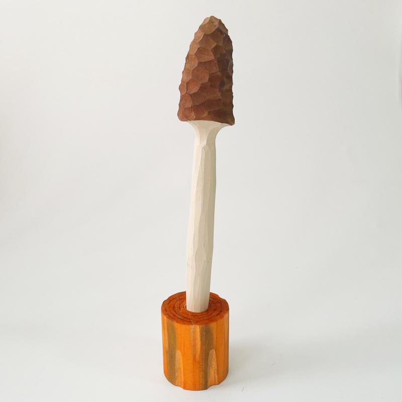 Cute Mushroom Handmade Wooden Carving Pen with Penholder - Creative Study Gift