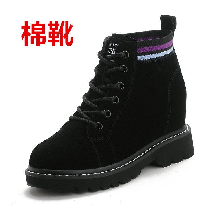 Martin boots women's spring short boots thick-soled casual versatile velvet and cotton short tube British style heightening women's shoes