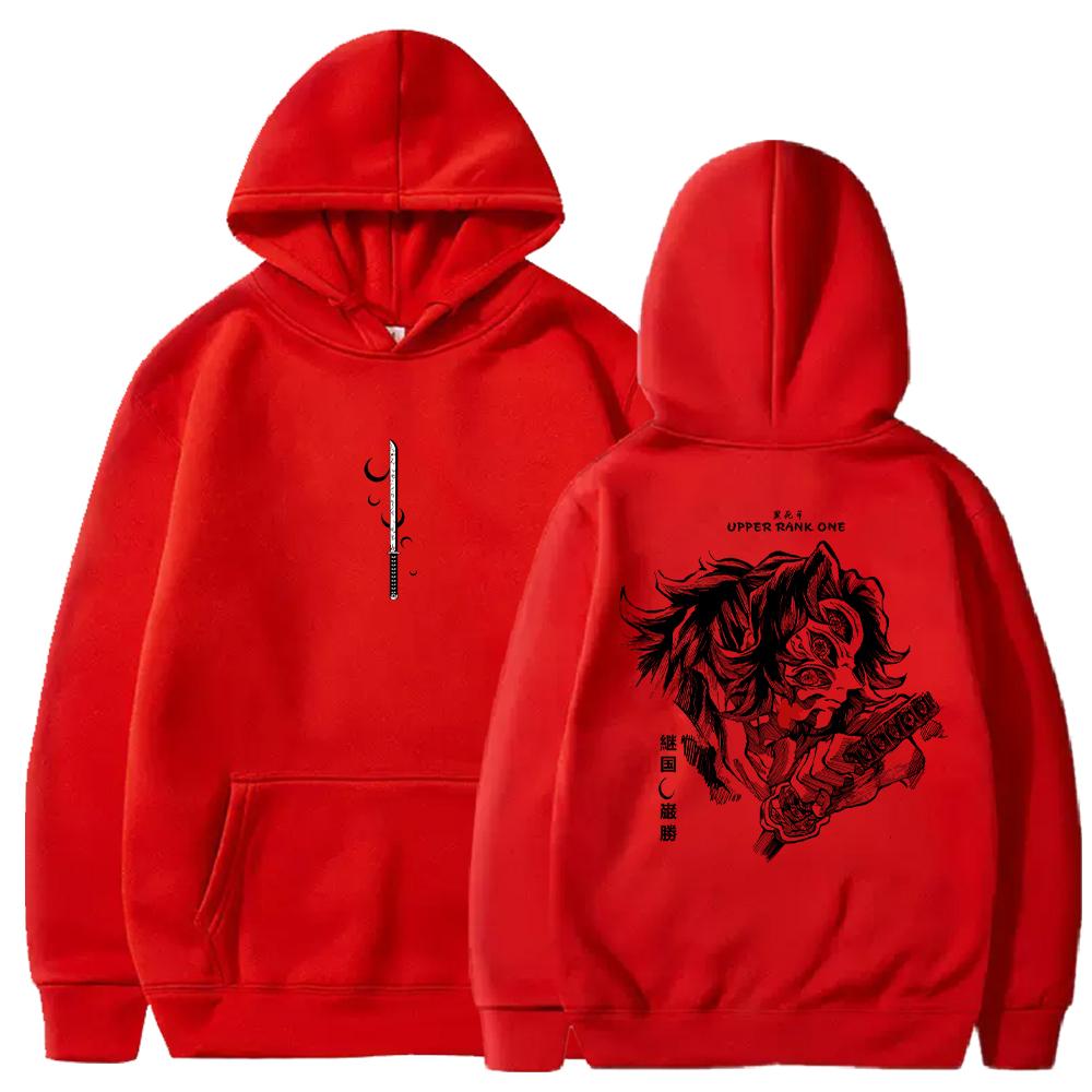 

Худи Kokushibo Demon Slayer Харадзюку Манга Графические Толстовки Мужская Женская Одежда Длинный Рукав Повседневный Флис Свободный Уличный Стиль XS красный