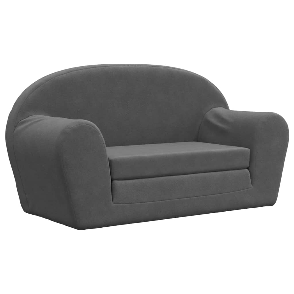 Kids Sleeper Sofa 2 Seater Anthracite Soft Plush