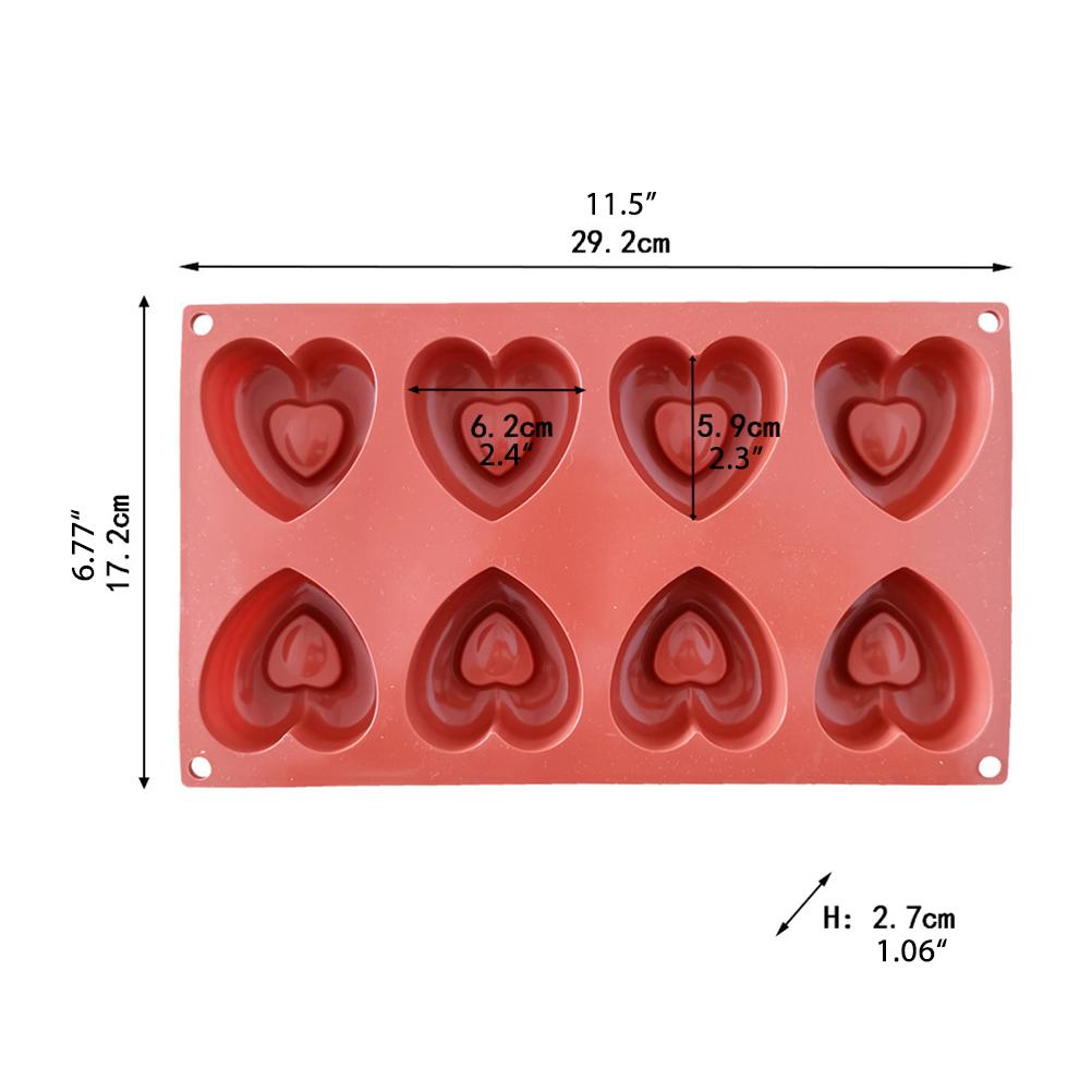Silicone Cake Desserts Bakery Mould Tool 8 Holes Love Heart Shape Mold Doughnut Baking Mold