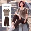 Women's Striped Loose T-shirt Set