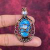 Evil Eye Tibetan Turquoise Pendant Copper Wire Wrapped Pendant Moonstone Jewelry