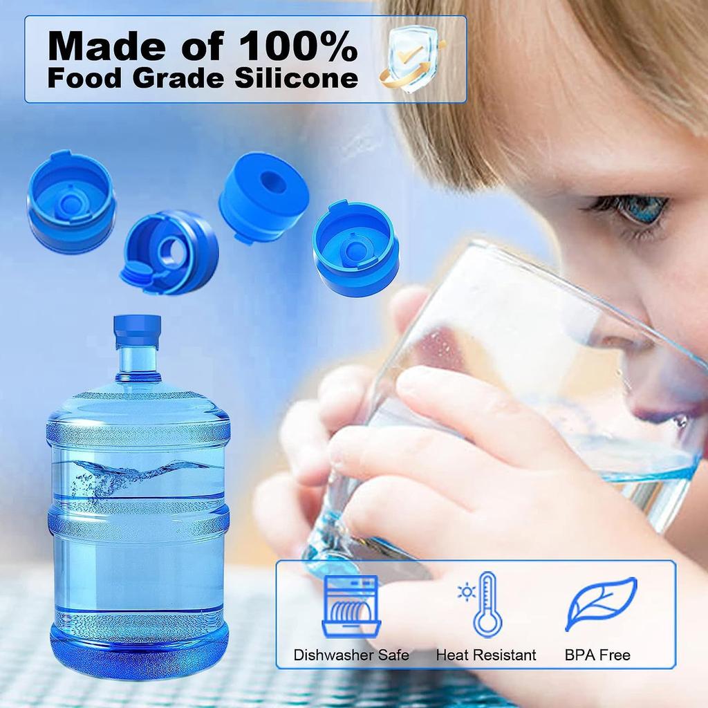 55mm Universal Silicone Water Dispenser Cap For 5 Gallon Bottles Dust Proof Seal Lid Blue