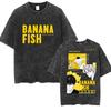 Summer Hot Sale Anmie Banana Fish Washed Vintage Graphic Tshirt Men Women Vintage Top Y2k Hip Hop Streetwear Oversized Tshirt