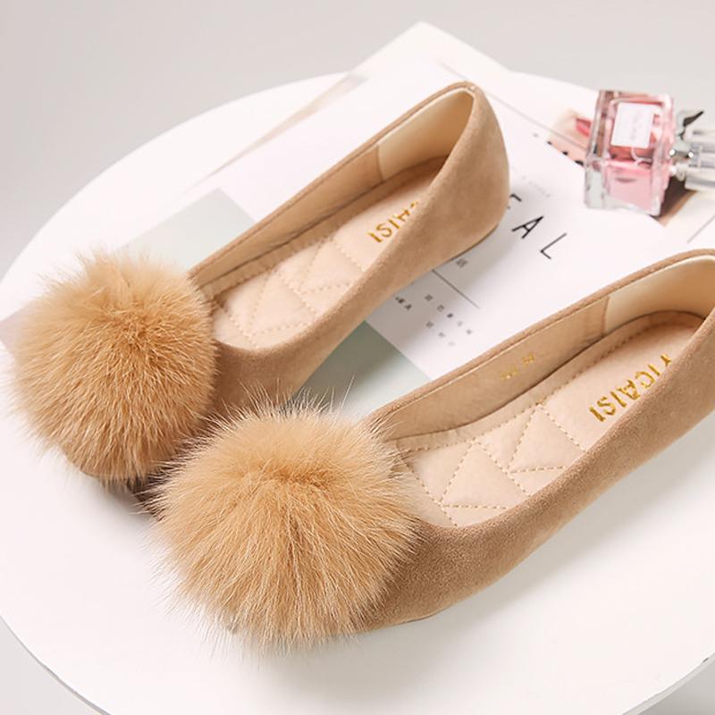 Туфли с помпонами из меха — фото 7