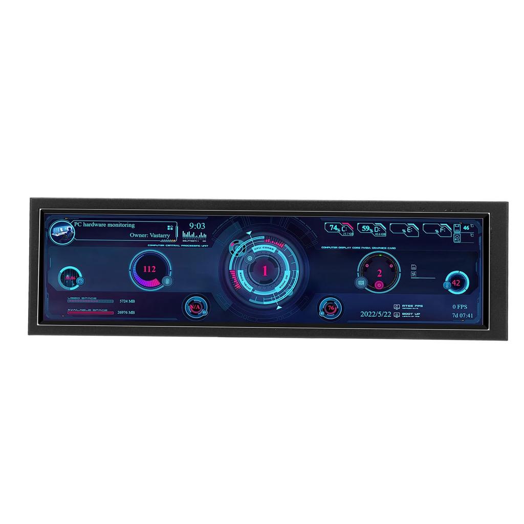 8.8in PC Temp Monitor 1920x480 60Hz for AIDA64 PC Sensor Panel Display CPU GPU SSD Data Temperature Monitor for Windows