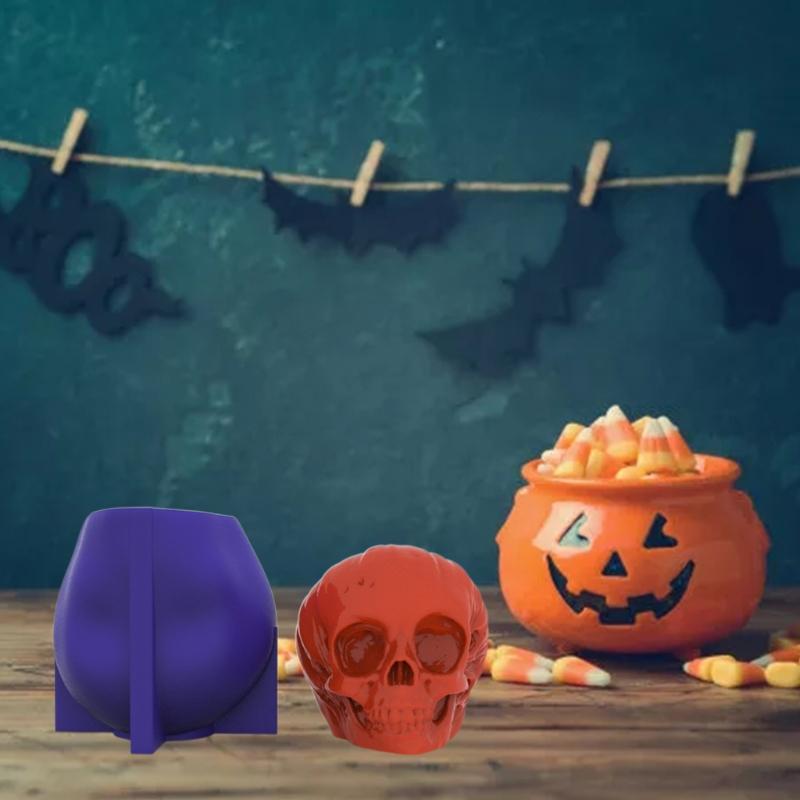 Creative Silicone Ornament Mold Pumpkin Skull Shape Handmade Candle Molds Suitable for Valentines Day and Birthdays