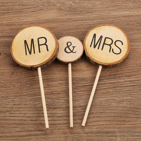 3 ks Toppery na dort Ekologické dřevěné toppery na dezerty, muffiny s anglickými písmeny pro narozeniny