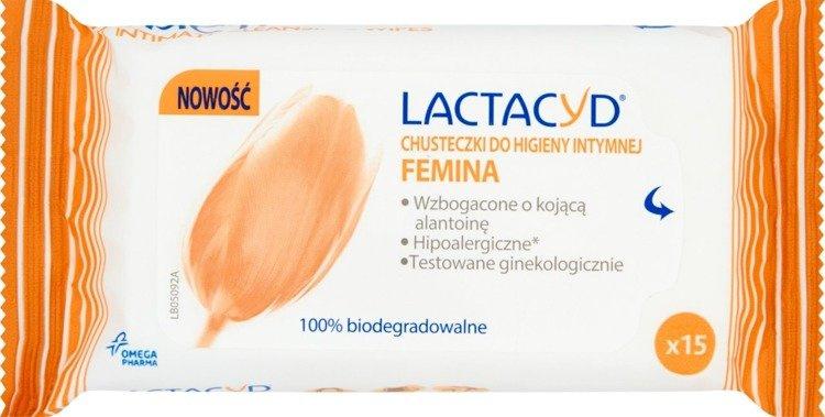 Lactacyd Femina Chusteczki Łagodzące Do Higieny Intymnej 15Szt