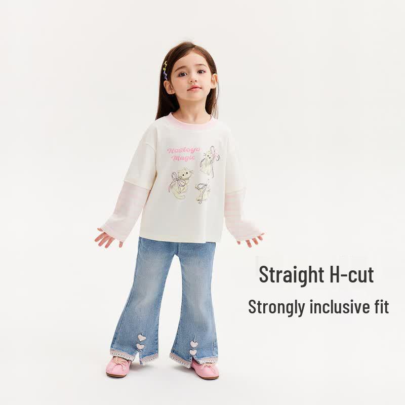 Girls' Autumn Long Sleeve Layered T-Shirt