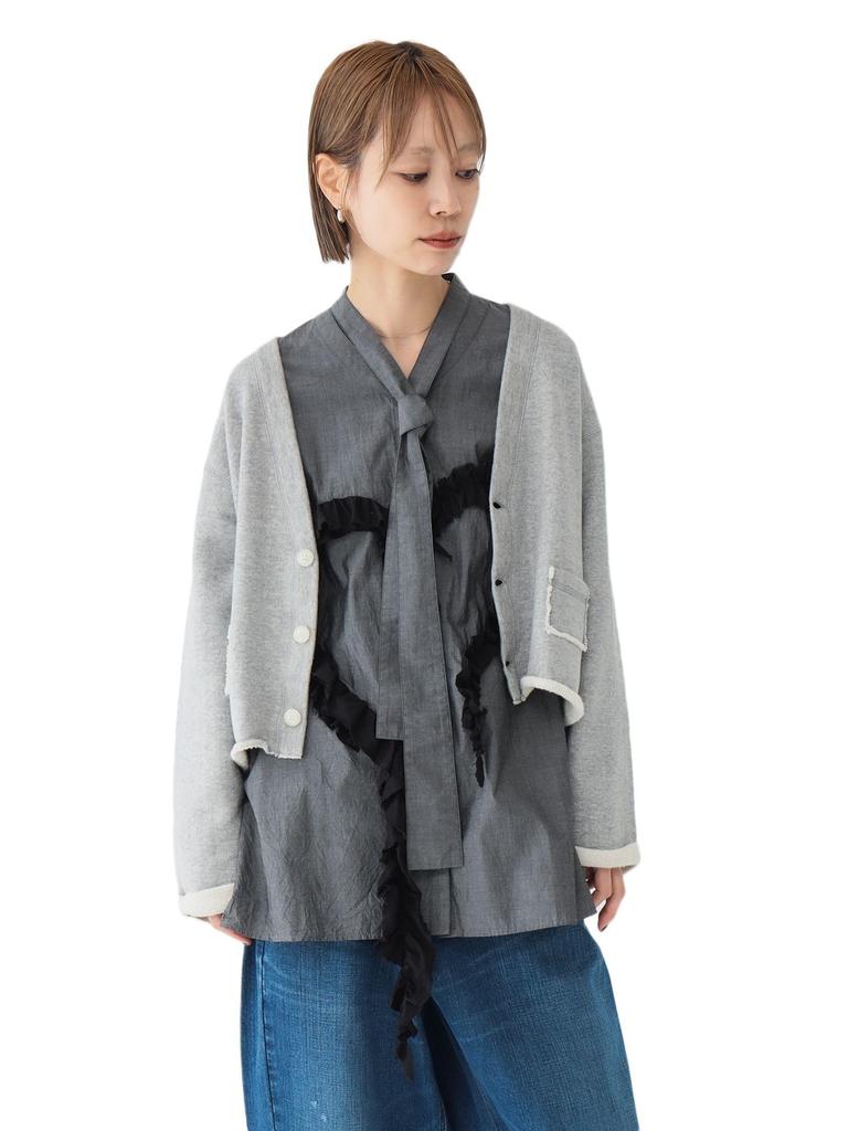 Beams Boy Maturely Cut-Off Jersey Cardigan, Women's, Gray Free