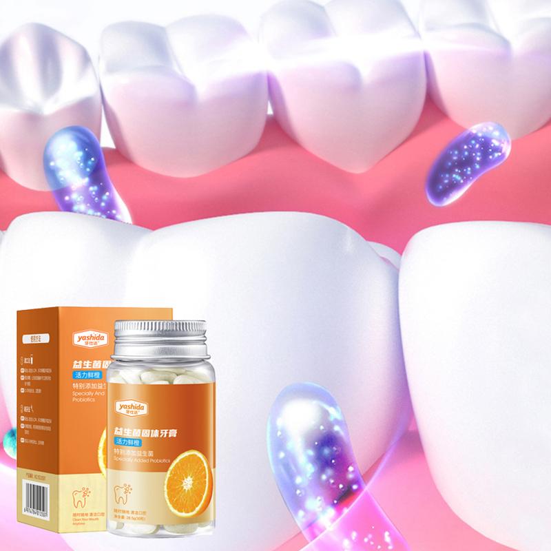30 Capsules Probiotic Solid Toothpaste Clean Oral Fresh Breath Chewable Travel Portable Mouthwash Tablets Brightening Teeth Care