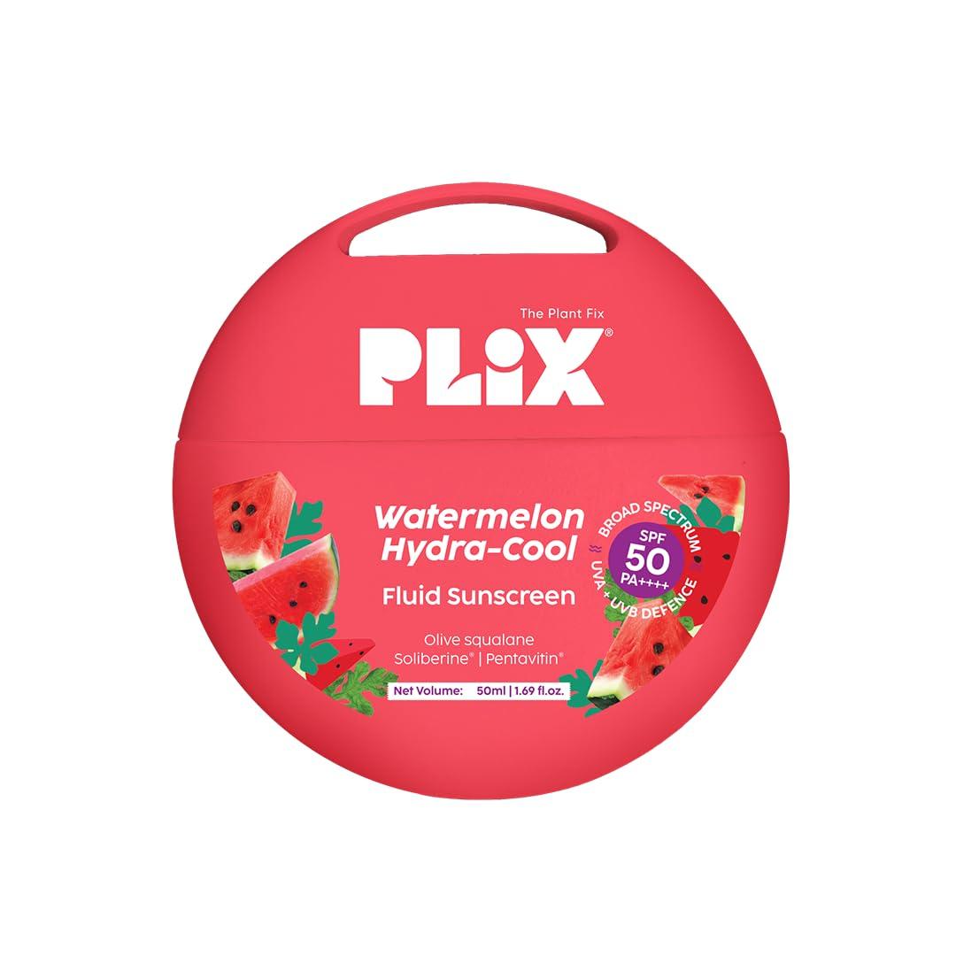 PLIX - The Plant Fix Watermelon Hydra-Cool Fluid Sunscreen with SPF 50 | PA++++ | Soliberine®, Pentavitin® & Watermelon Extract | Lightweight, Cool