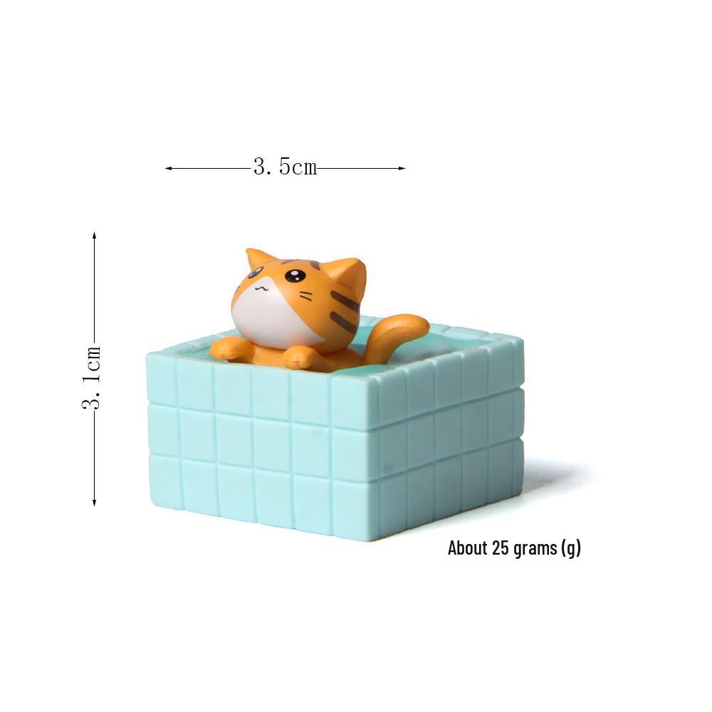 Bath Series: 4 Cat & Kitten Micro Landscape Bath Bombs with Creative Hand-Painted Figurines