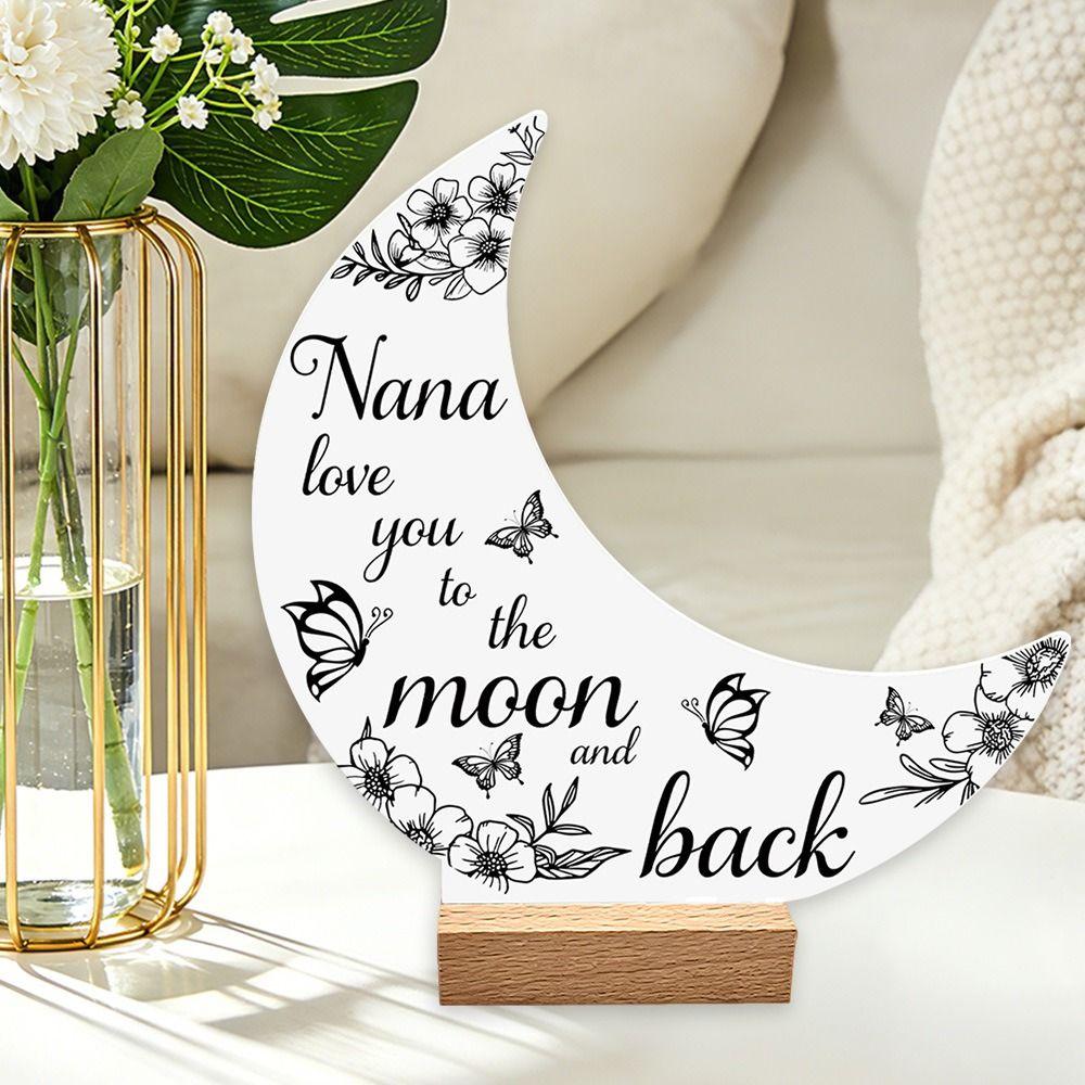 with Wood Base 3D Moon Decorative Ornaments Black Gold Decorative Figurine  Home Decoration