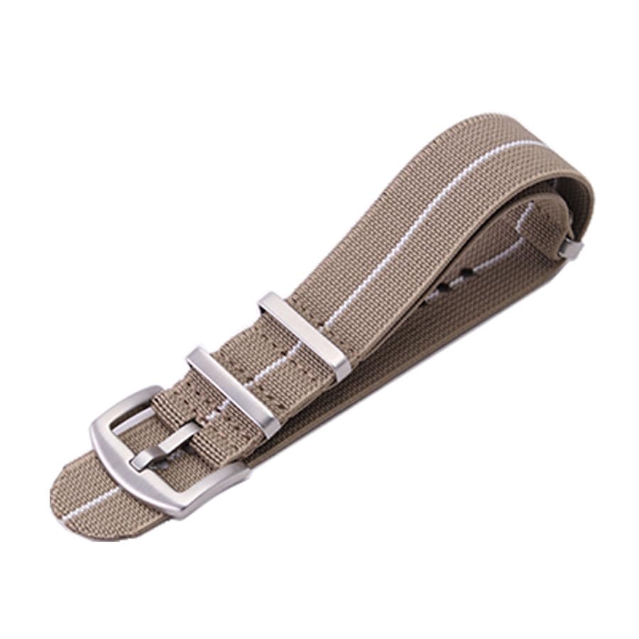 

Сменный ремешок НАТО из ультраэластичного нейлона для часов 22 мм цвета хаки и белого [MOD], широкий,