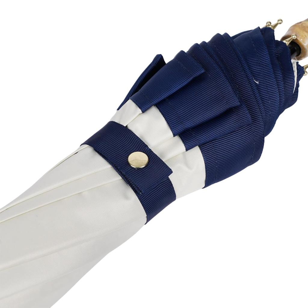Kamio Japan Pink Trick Long Light UV Umbrella, 50cm, 100% Blocking, 100% Protection, Grosgrain, Off-White