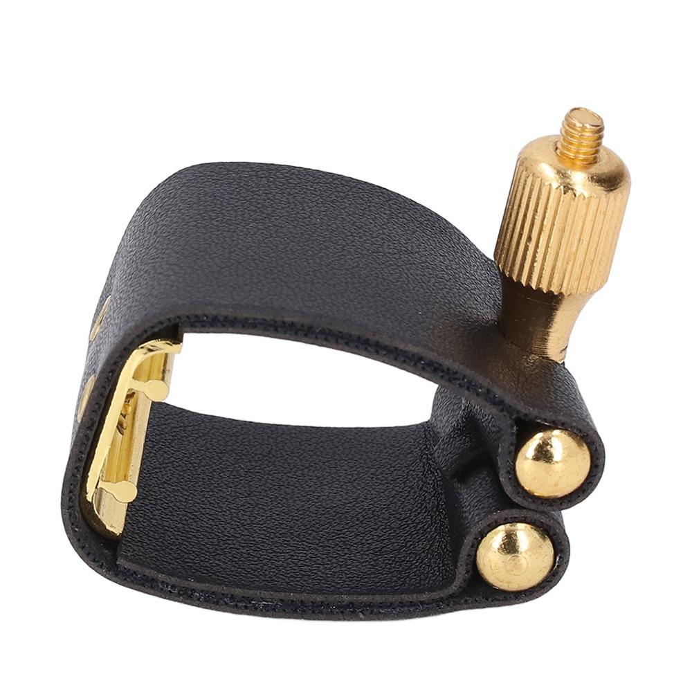 Leather And Metal Sax Mouthpiece Ligature Black Color Alto Sax Ligature  For Alto Saxophone