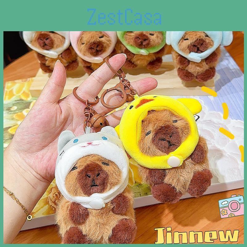 Wearing Snake Rabbit Chicken Cat Penguin Headgear Capybara Plush Gift Keychain