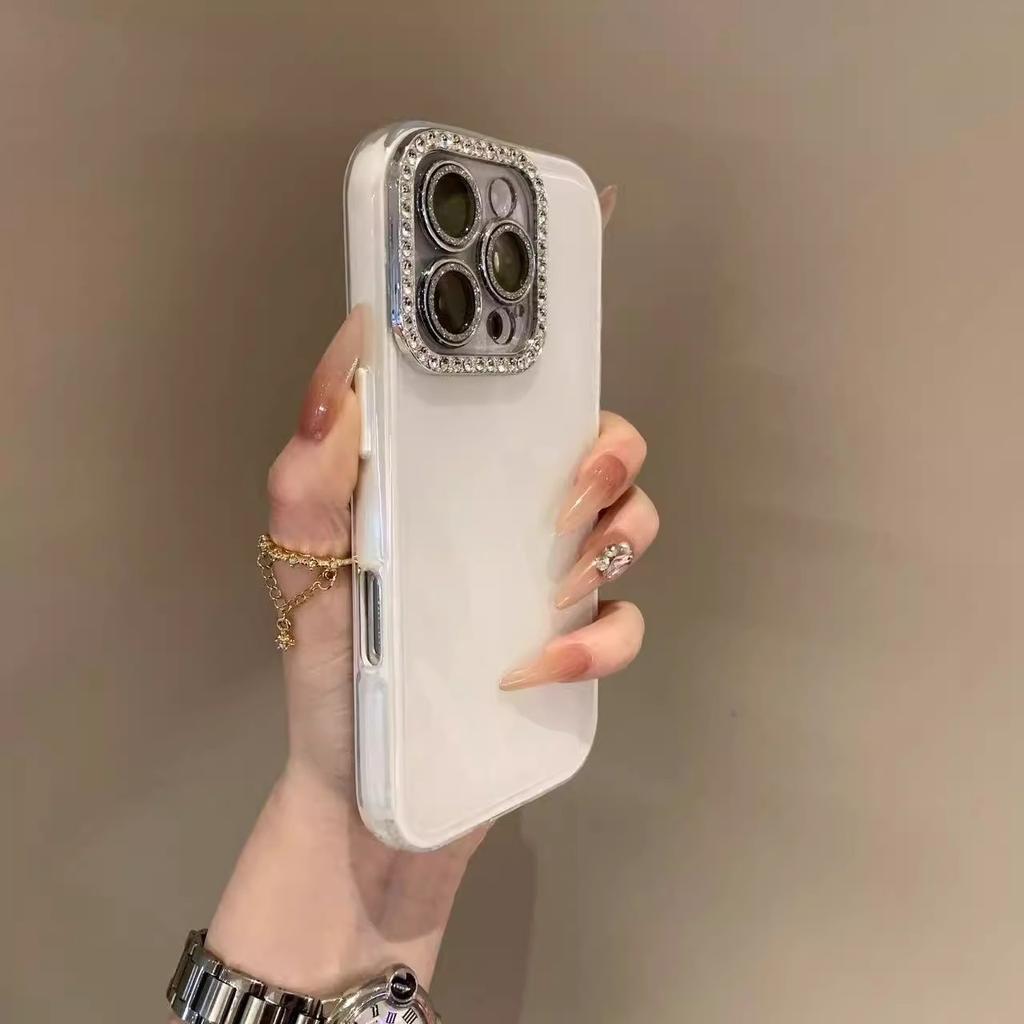 Ins Style High-value Flash Pink Diamond with Lens Film, Suitable for iPhone16promax Mobile Phone Case, New Candy Color 1