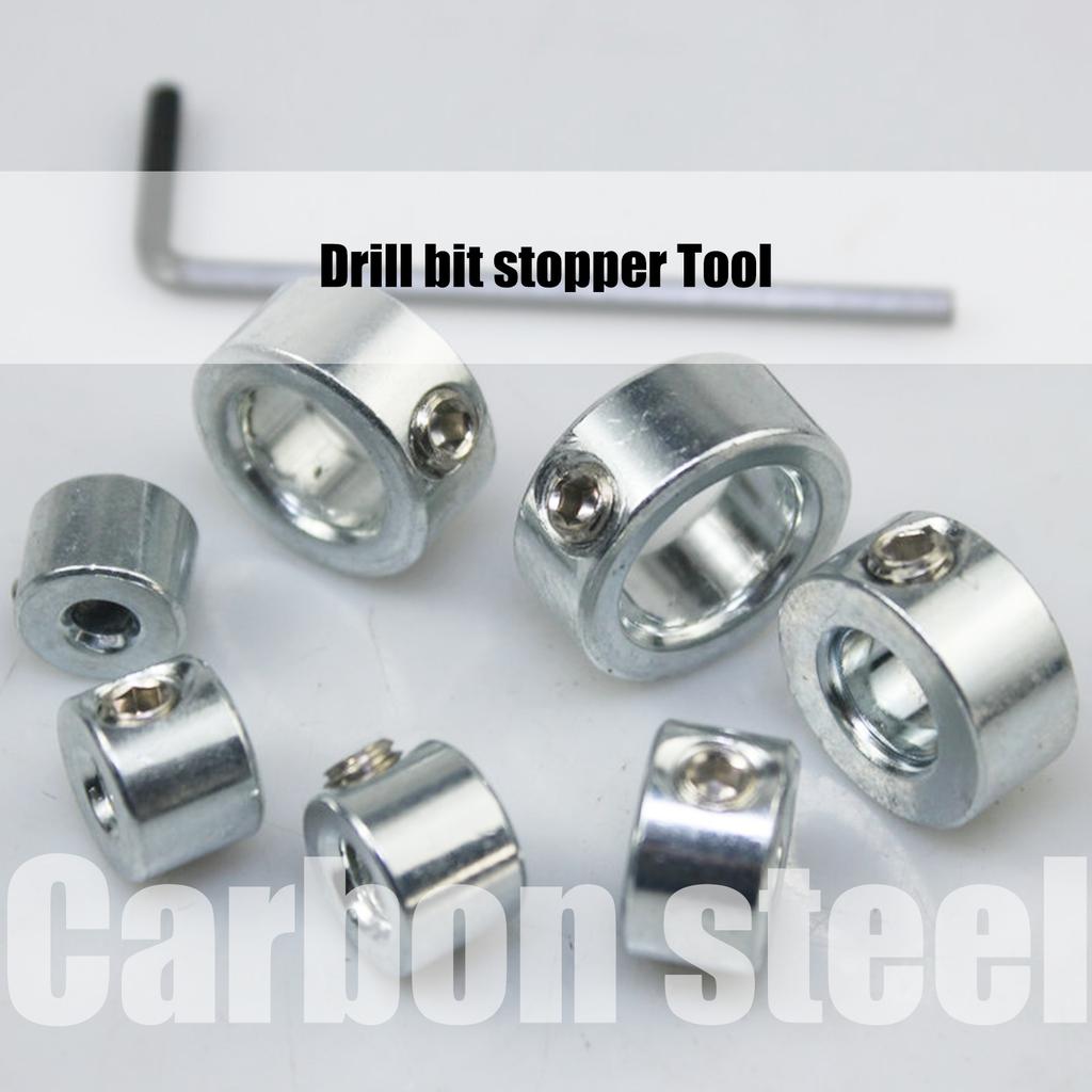 7 Sizes Carbon Steel Drill Guide Stop Collars Controller Set Precise Depth Control For Wood Plastic Drilling Operations