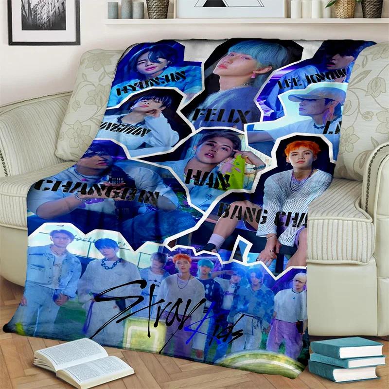 3D Kpop Stray Kids Korea Singer Blanket,Soft Throw Blanket for Home Bedroom Bed Sofa Picnic Travel Office Rest Cover Blanket Kid